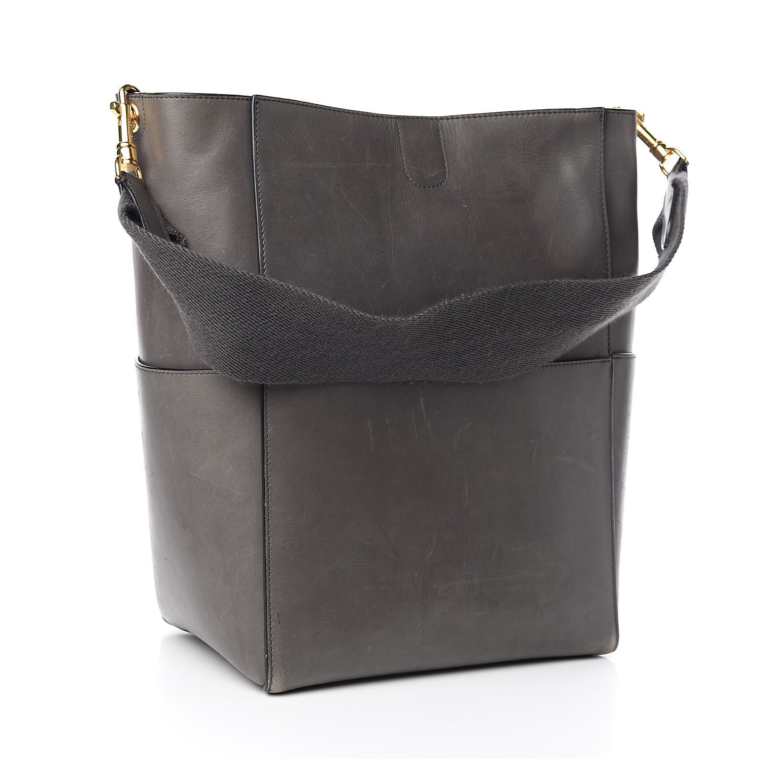 Celine Smooth Calfskin Sangle Bucket Bag Grey 3 of 12