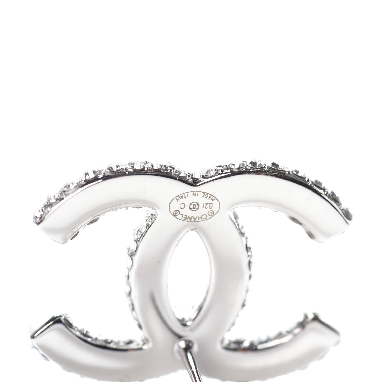 Chanel Crystal CC Earrings Silver 4 of 4