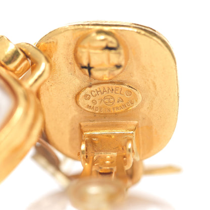 Chanel Pearl CC Dangle Clip On Earrings Gold 3 of 3