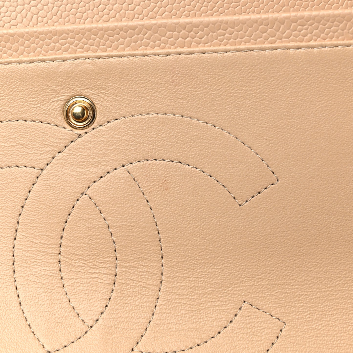 Caviar Quilted Jumbo Double Flap Beige