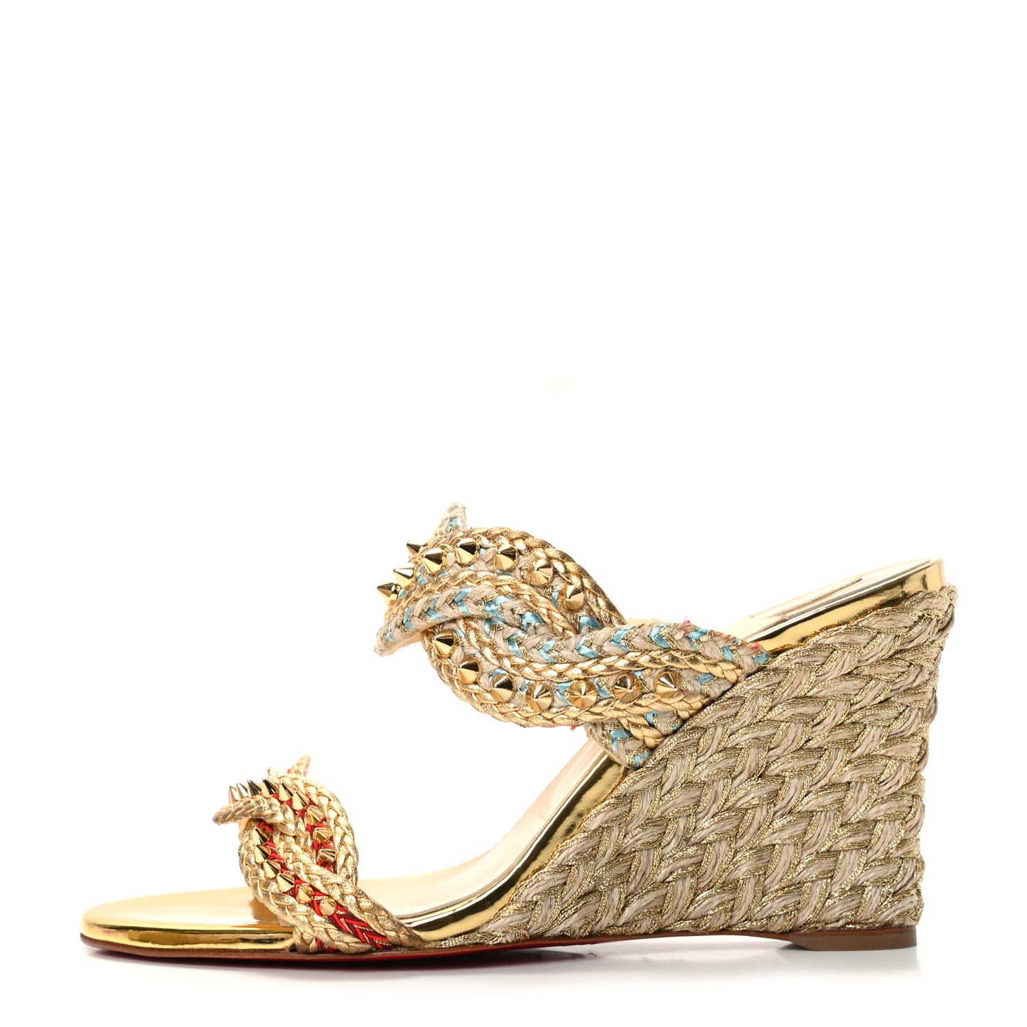 Calfskin Rope Normandie 85 Wedge Slide Sandals 36 Gold