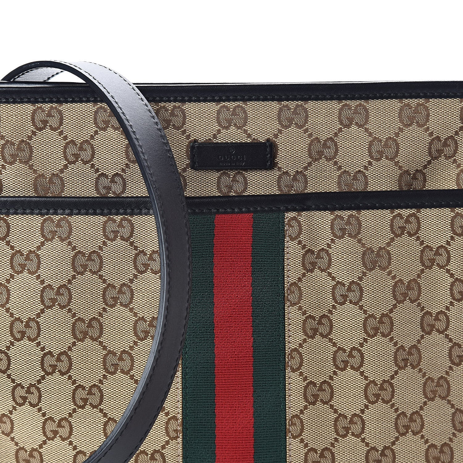 Gucci GG Monogram Web Flat Messenger Bag Black 7 of 9