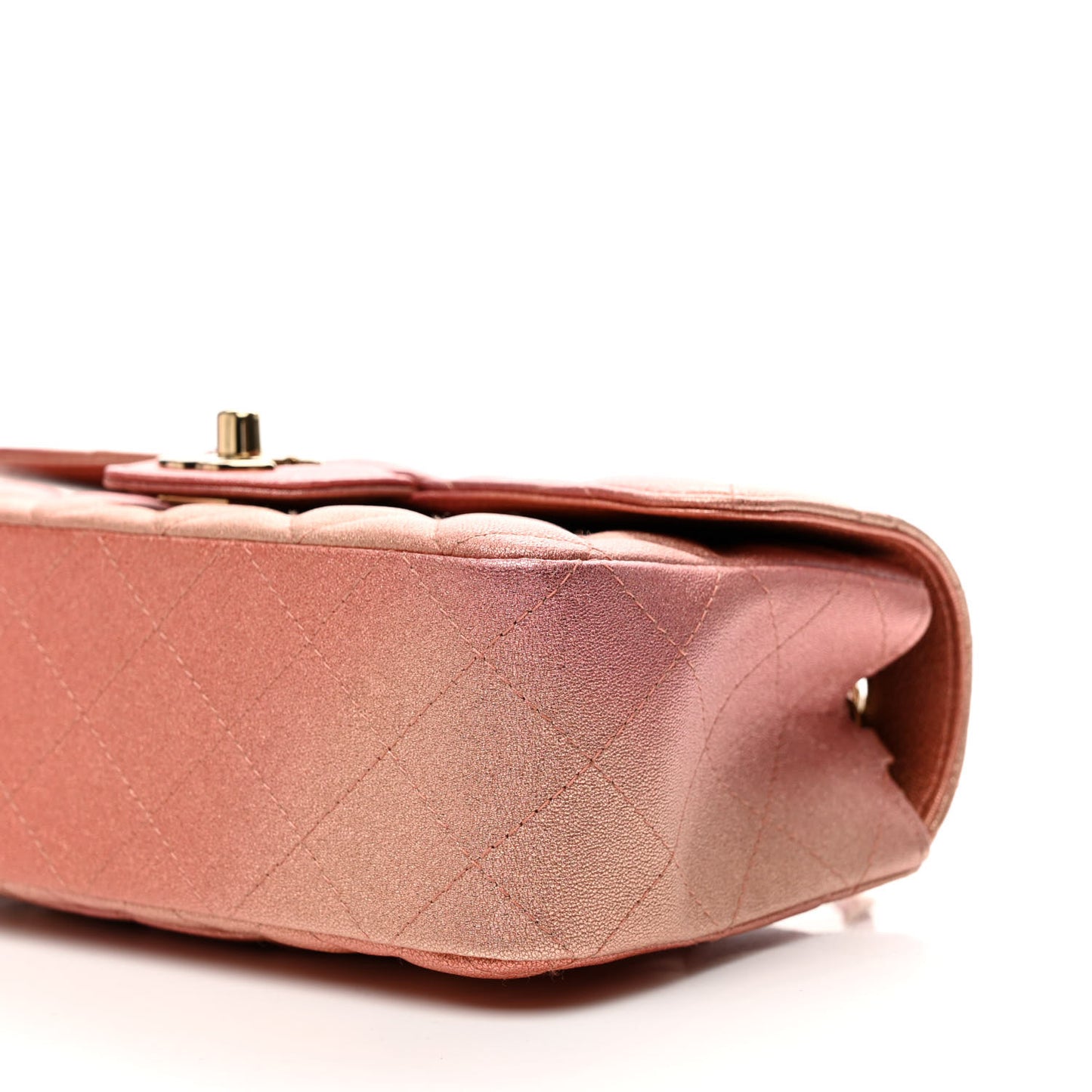 Metallic Lambskin Quilted Ombre Mini Rectangular Flap Pink