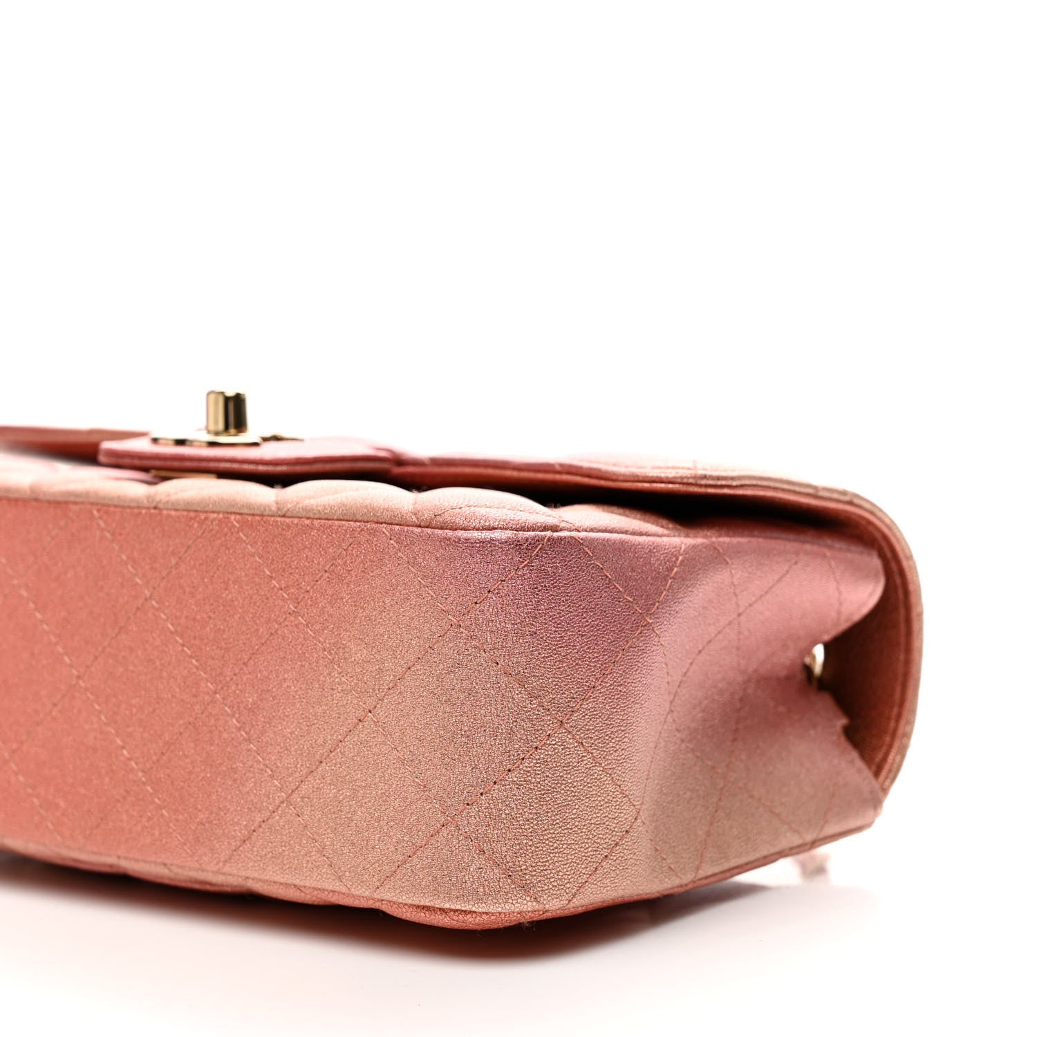 Chanel Metallic Lambskin Quilted Ombre Mini Rectangular Flap Pink 10 of 10