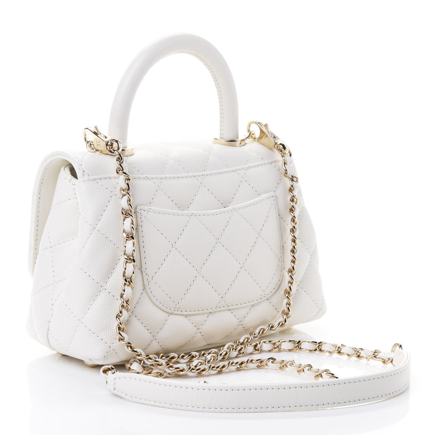 Caviar Quilted Extra Mini Coco Handle Flap White