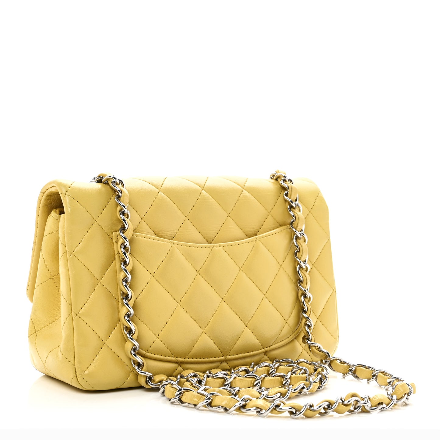 Lambskin Quilted Mini Rectangular Flap Yellow