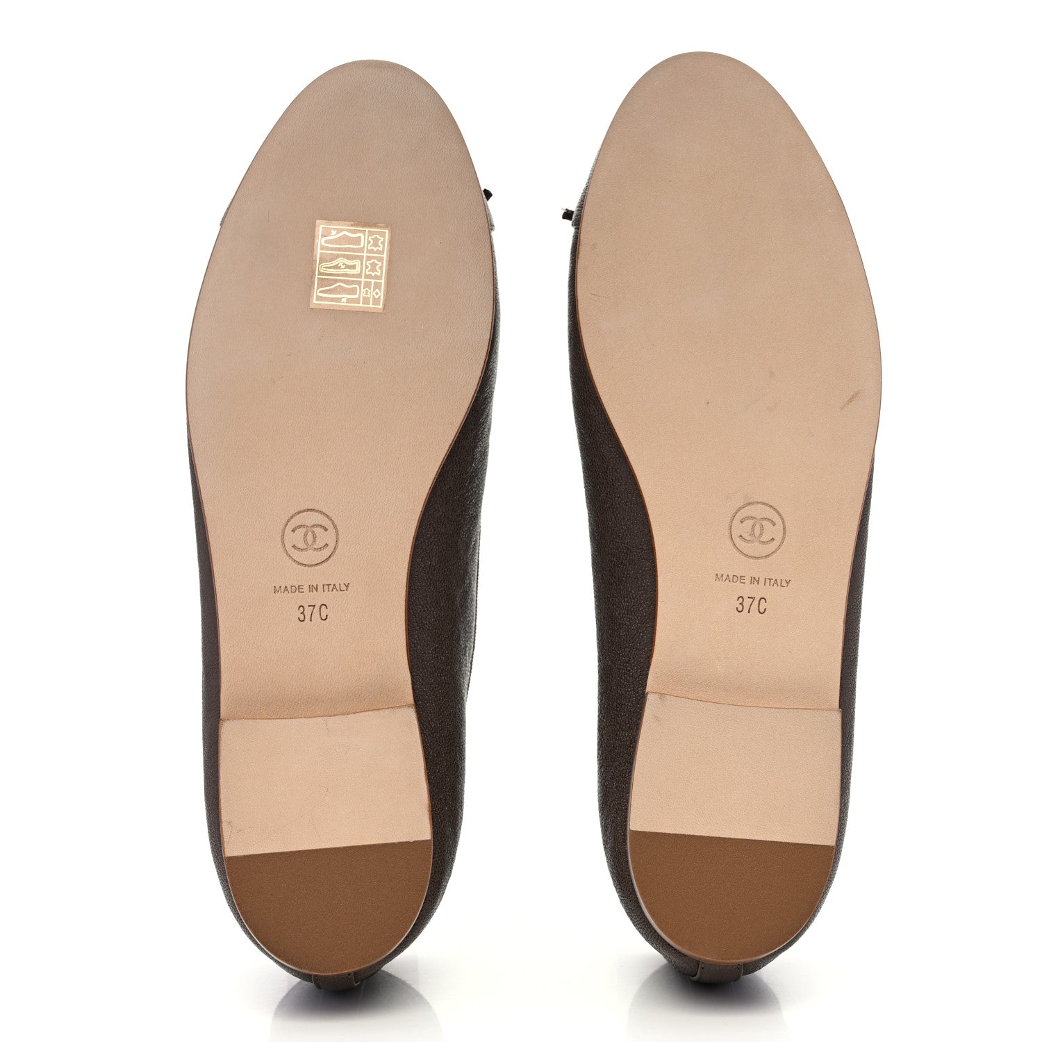 Chanel Caviar CC Cap Toe Ballerina Flats 37 Brown 5 of 9