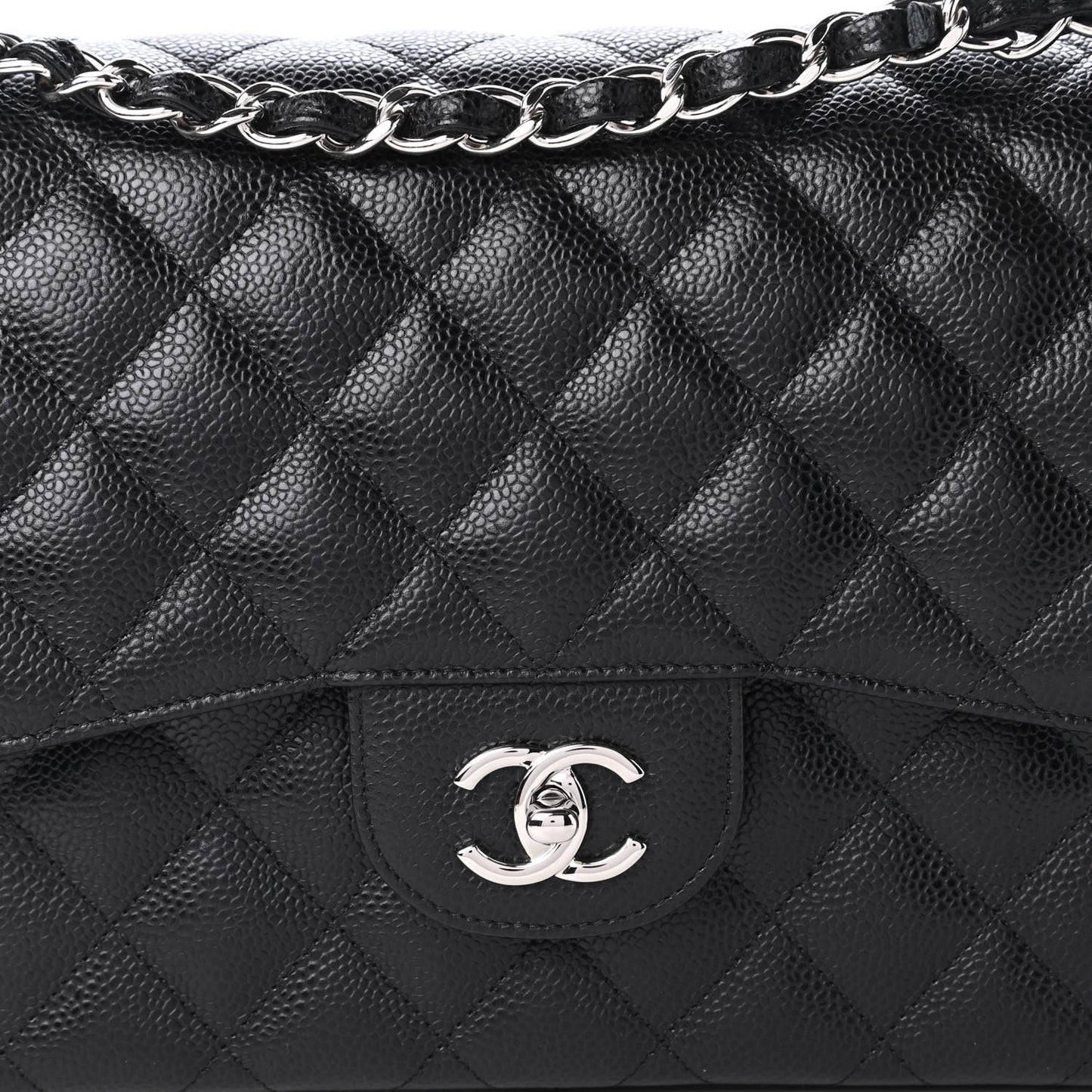 Caviar Quilted Jumbo Double Flap Black