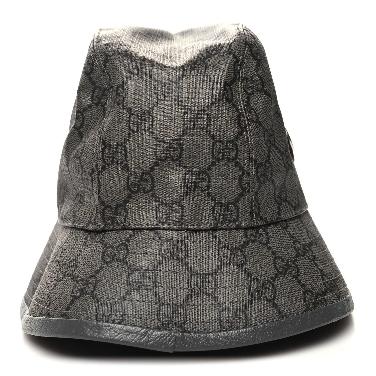 GG Supreme Monogram Textured Dollar Calfskin GG Blackie Fedora Hat S Grey Black Graphite