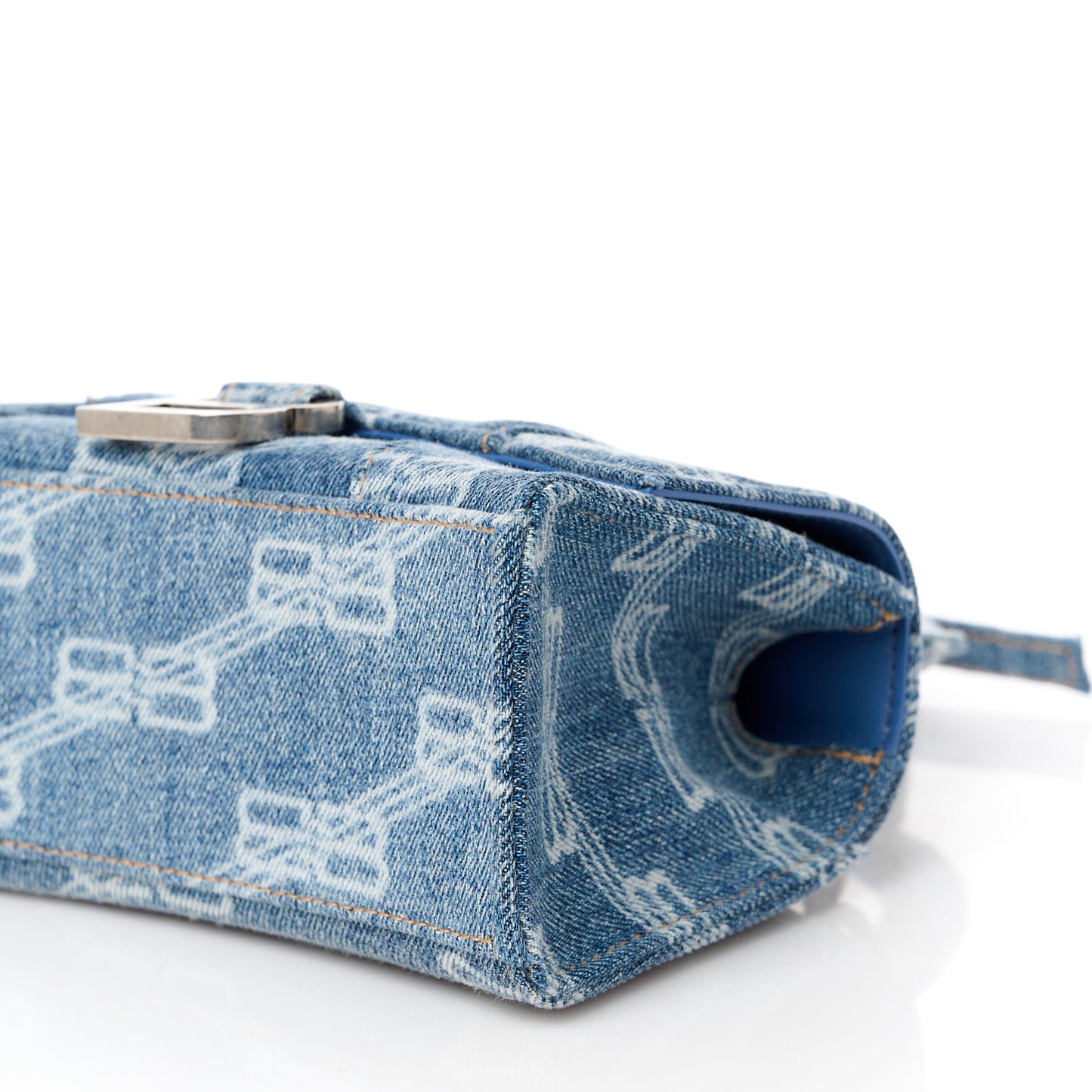 Denim BB Monogram Small Hourglass Top Handle Bag Blue