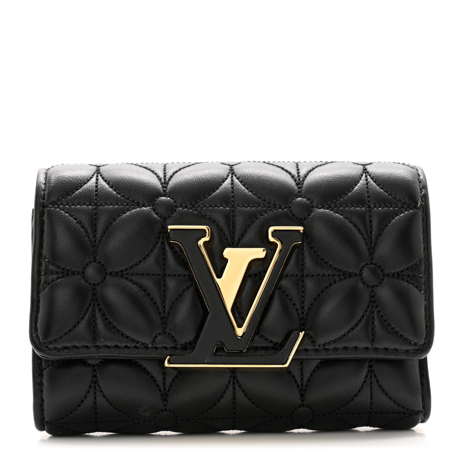 Louis Vuitton Padded Monogram Lambskin Capucines Compact Maxi Wallet Black 1 of 9