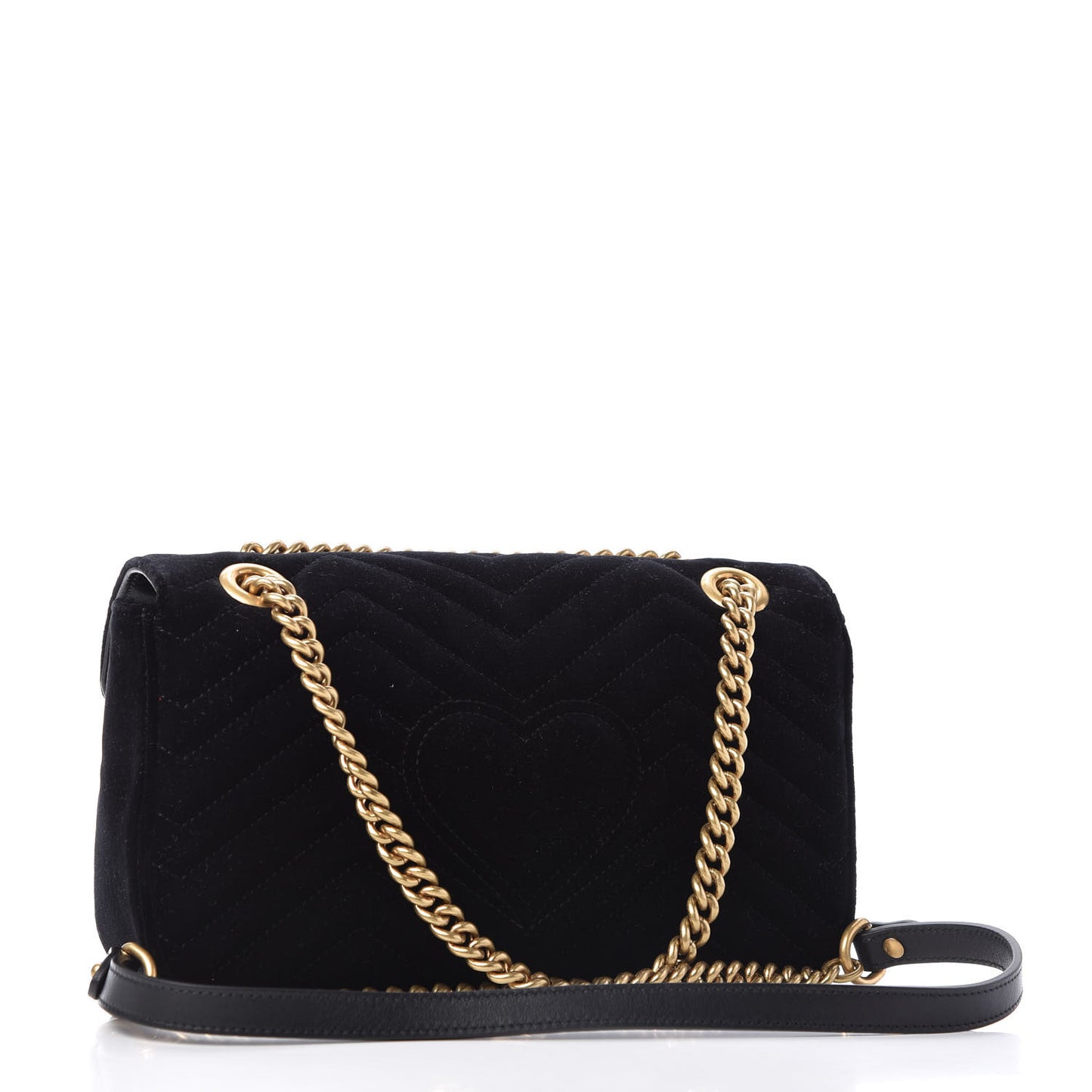 Velvet Matelasse Small GG Marmont Shoulder Bag Black