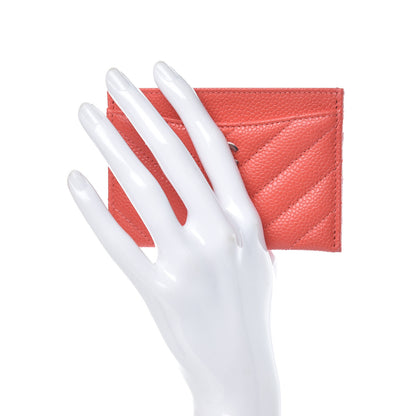 Chanel Caviar Chevron Quilted Card Holder Coral 2 of 8