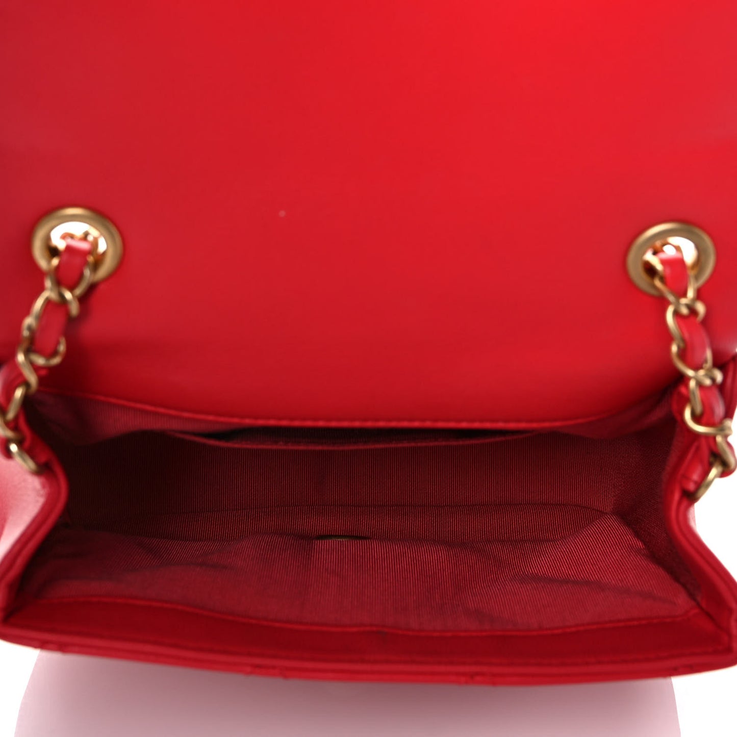 Lambskin Quilted Small In The Loop Handle Flap Bag Red