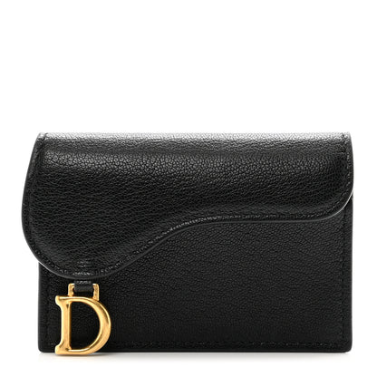 Christian Dior Goatskin Saddle Card Holder Black 1 of 7