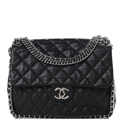 Chanel Washed Lambskin Quilted Maxi Chain Around Flap Black 1 of 11