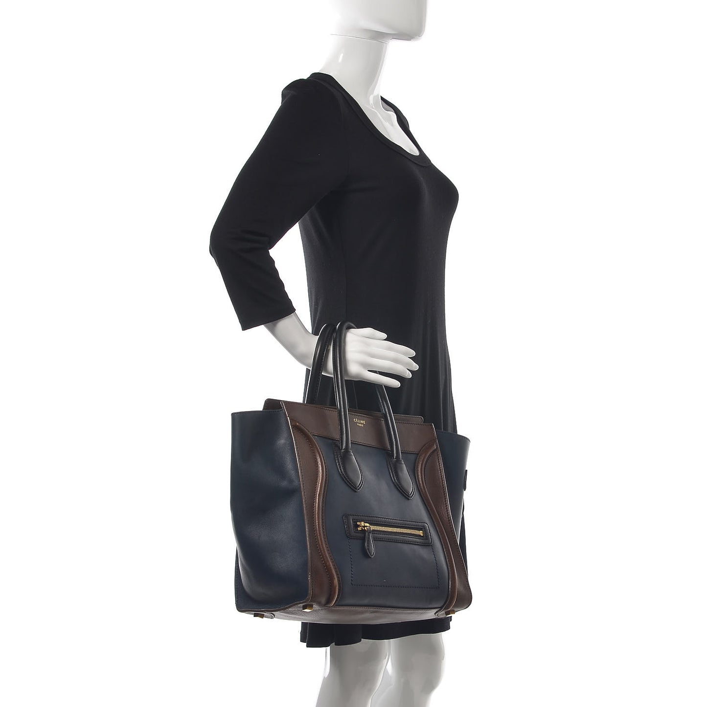 Smooth Calfskin Mini Tri-Color Luggage Navy