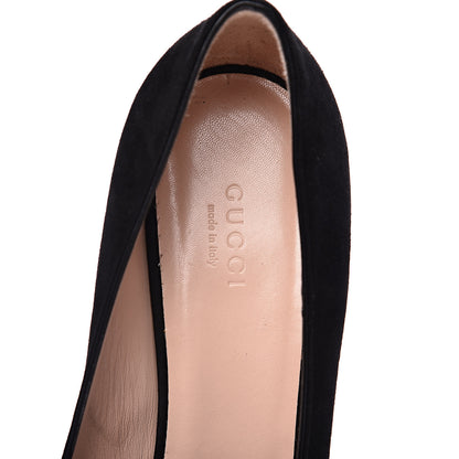 Gucci Kid Scamosciato GG Marmont Fringe 50mm Loafer Pumps 40 Black 6 of 9