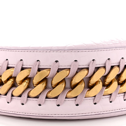 Stella McCartney Eco Alter Crocodile Embossed Nappa Small Frayme Shoulder Bag Lilac 8 of 11