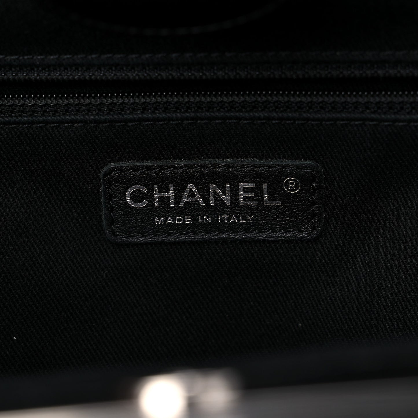 Glazed Calfskin Quilted Large CC Delivery Tote Black