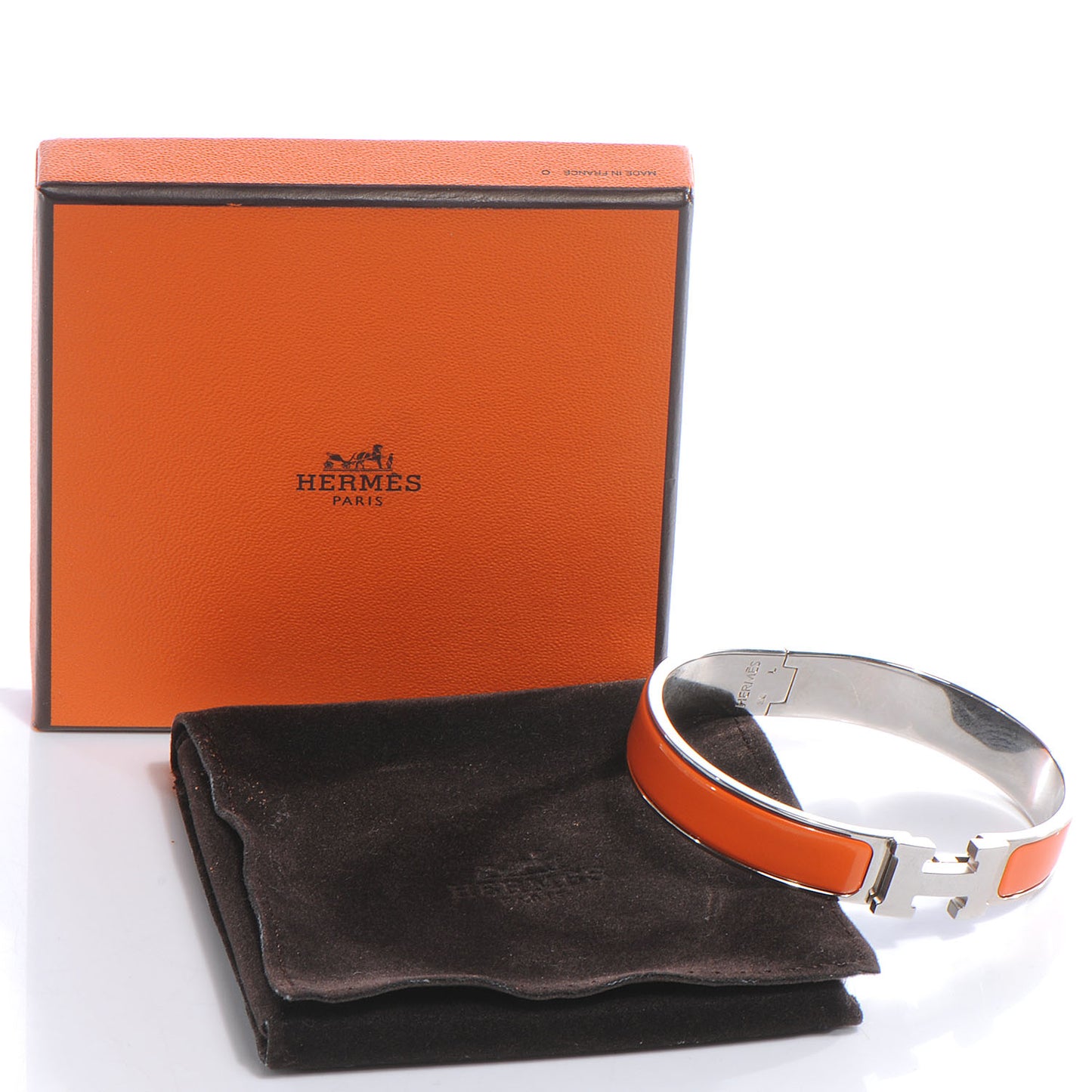 Narrow Enamel Clic Clac H Bracelet GM Orange