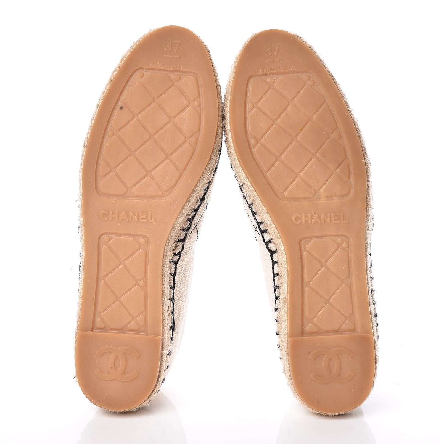 Chanel Fabric Biarritz CC Espadrilles 37 Beige Black 5 of 11