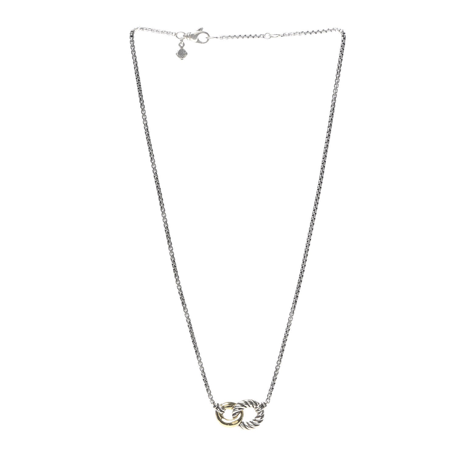 David Yurman Sterling Silver 18K Yellow Gold Belmont Pendant Necklace 3 of 5