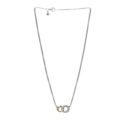 David Yurman Sterling Silver 18K Yellow Gold Belmont Pendant Necklace 3 of 5