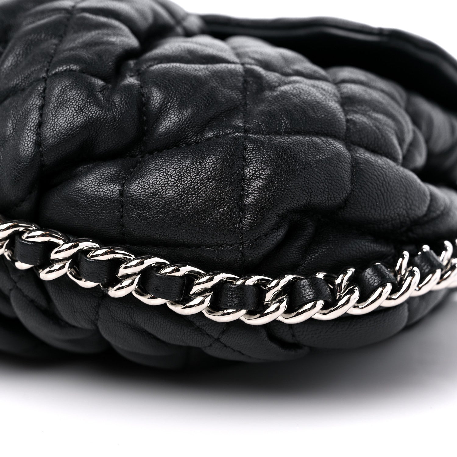 Chanel Washed Lambskin Quilted Mini Chain Around Flap Black 9 of 12