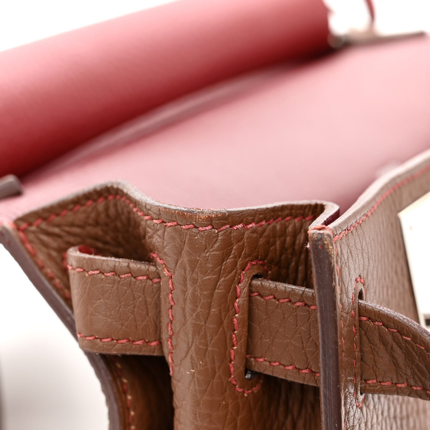 Hermes Taurillon Clemence Jypsiere 28 Marron D'Inde Rouge H 10 of 11