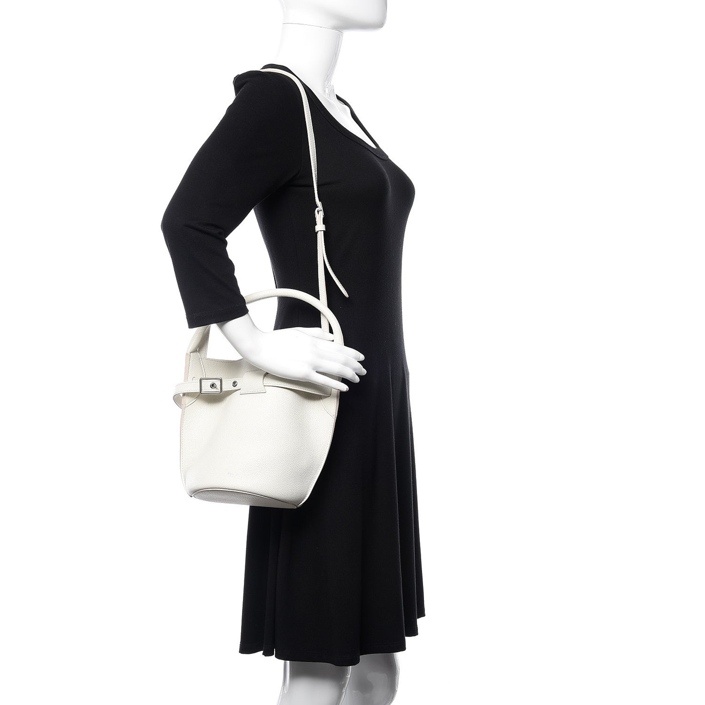 Supple Grained Calfskin Nano Big Bag Bucket White