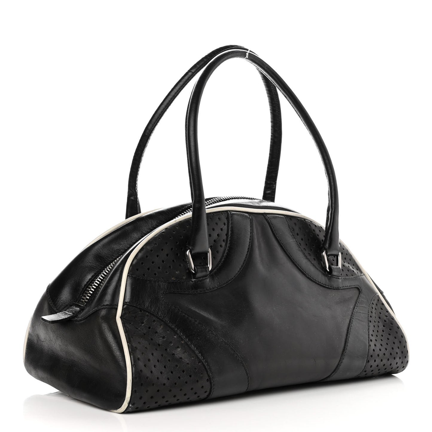 Vitello Drive Perforated Bowling Bag Black