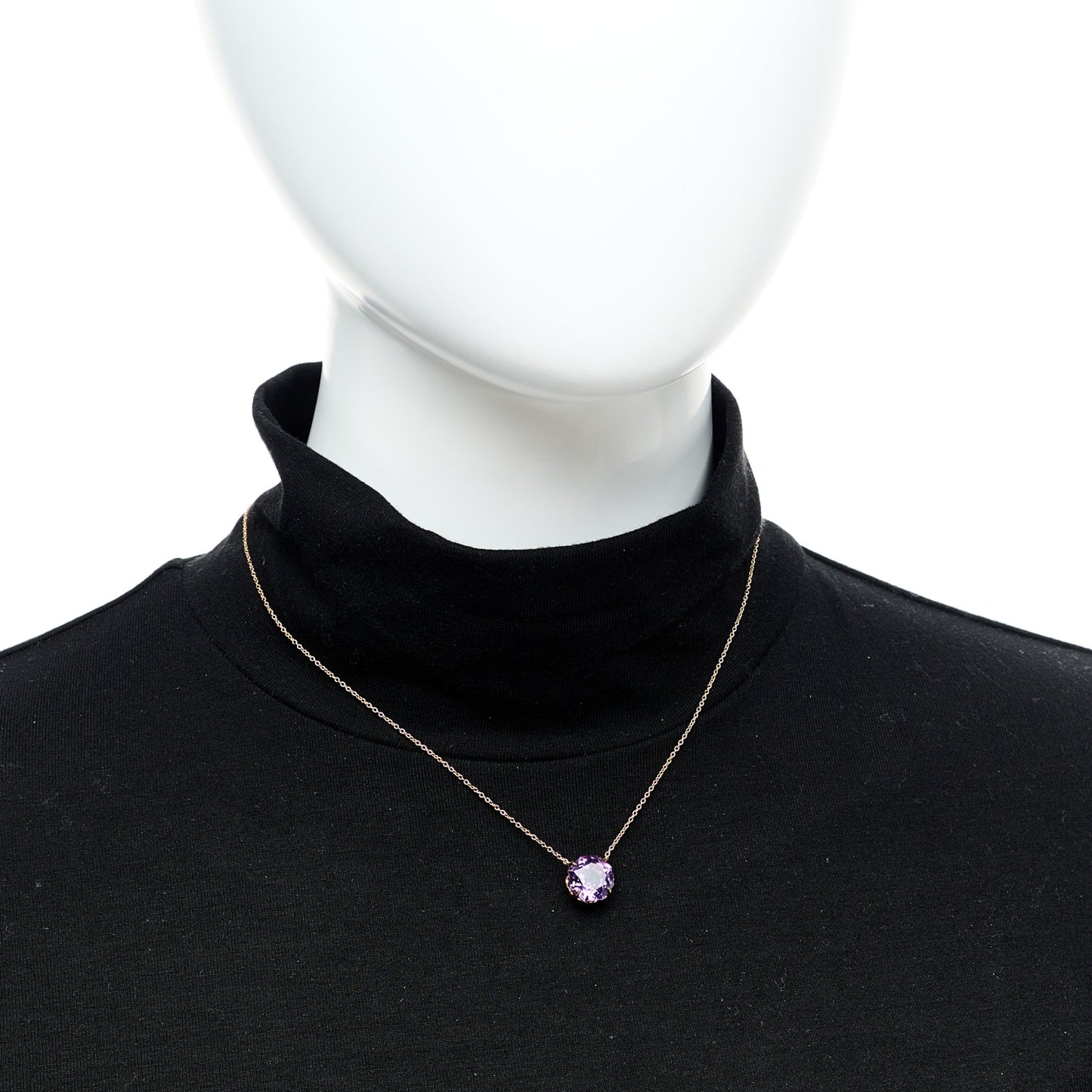 18K Rose Gold Amethyst Sparklers Octagonal Pendant Necklace