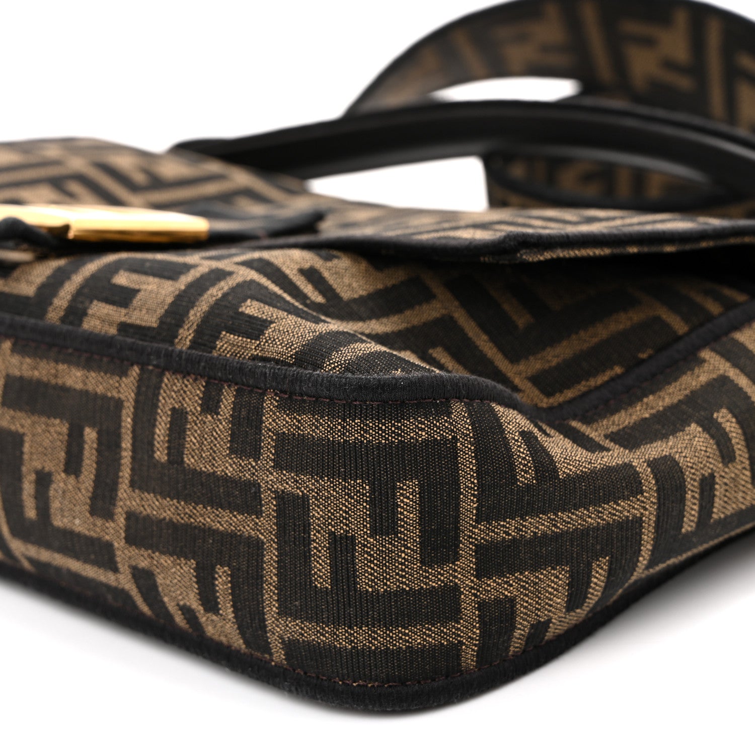 Fendi Fabric Jacquard FF 1974 Medium Baguette Tobacco Moro Black 9 of 10
