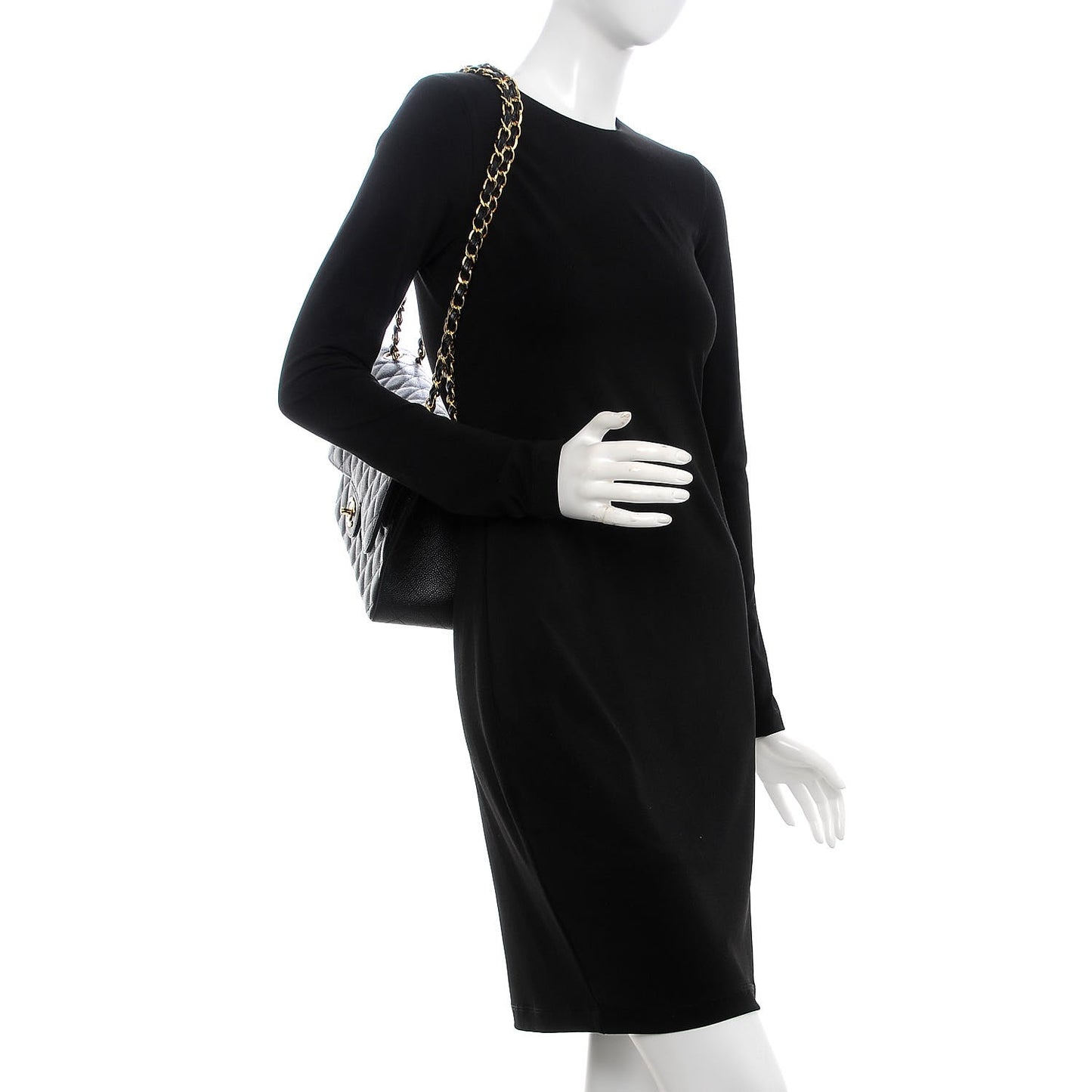 Caviar Quilted Jumbo Double Flap Black