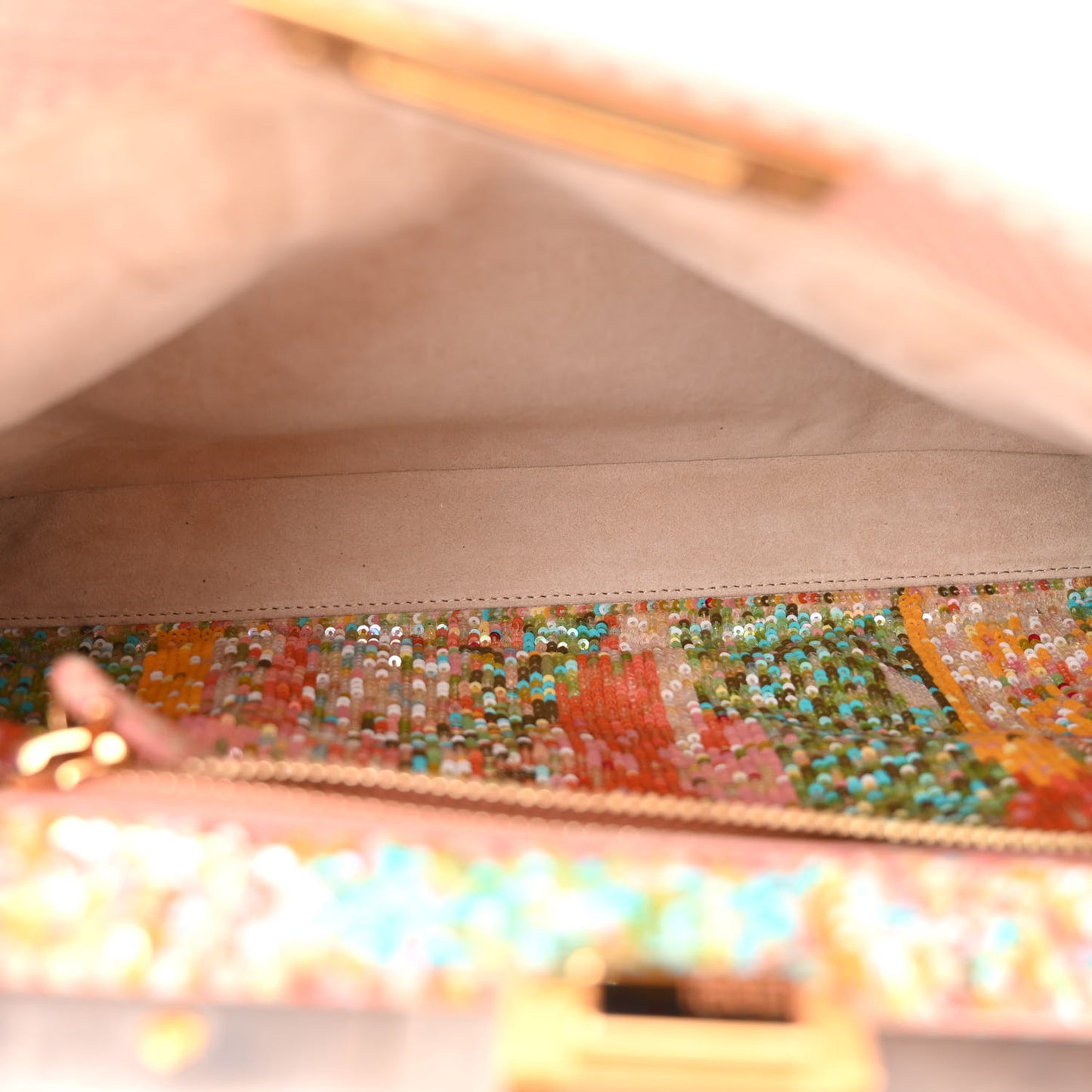 Checkered Sequin Medium Peekaboo Iconic Satchel Multicolor