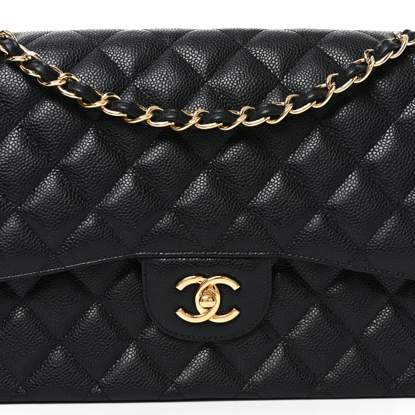 Caviar Quilted Jumbo Double Flap Black