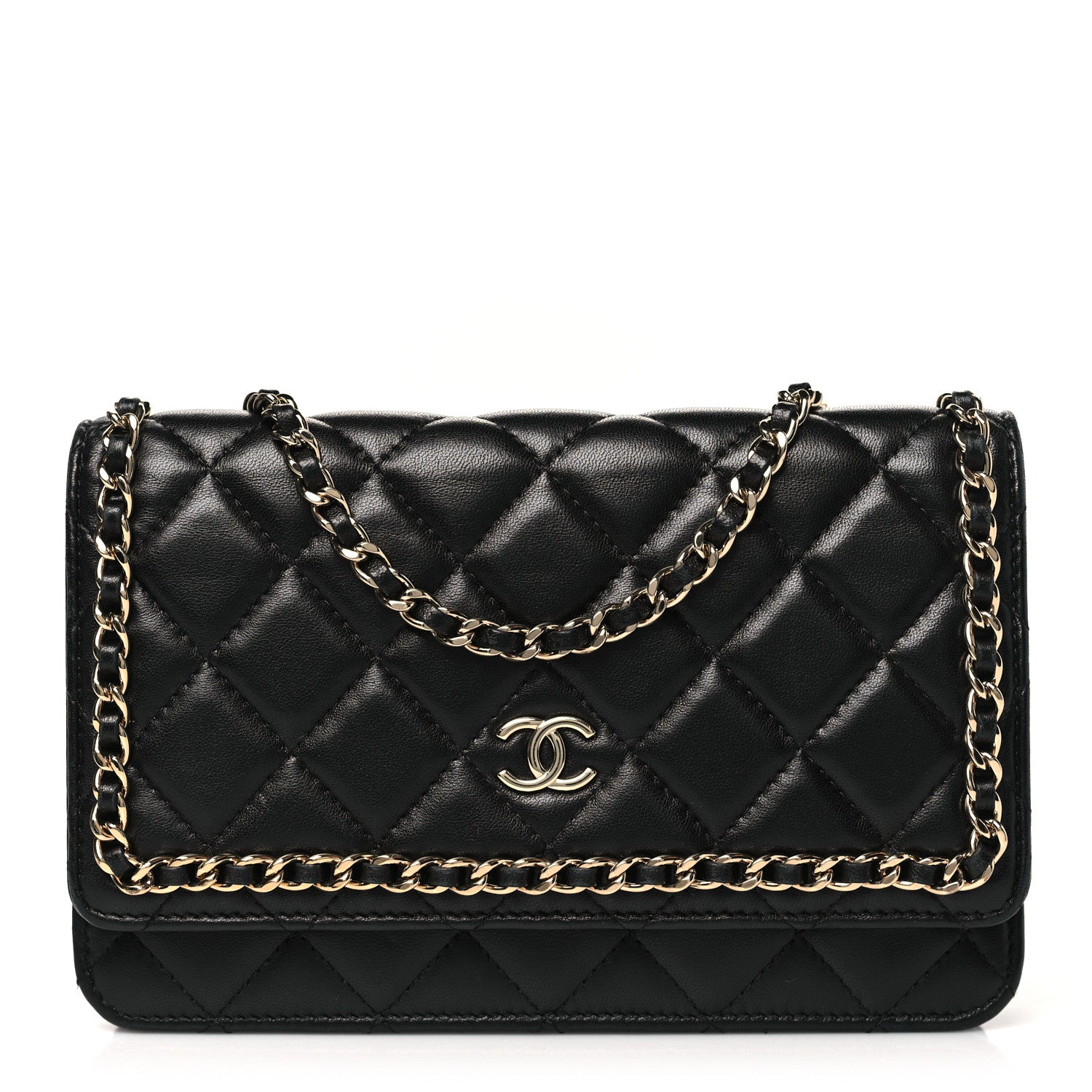 Chanel Lambskin Quilted Chain Around Wallet On Chain WOC Black 1 of 11
