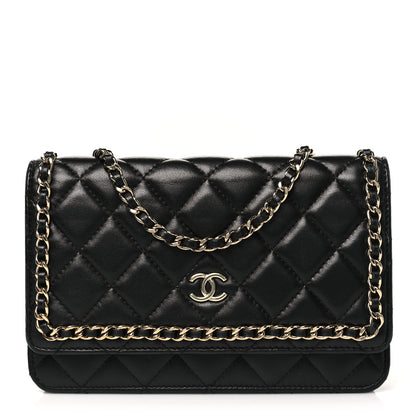 Chanel Lambskin Quilted Chain Around Wallet On Chain WOC Black 1 of 11