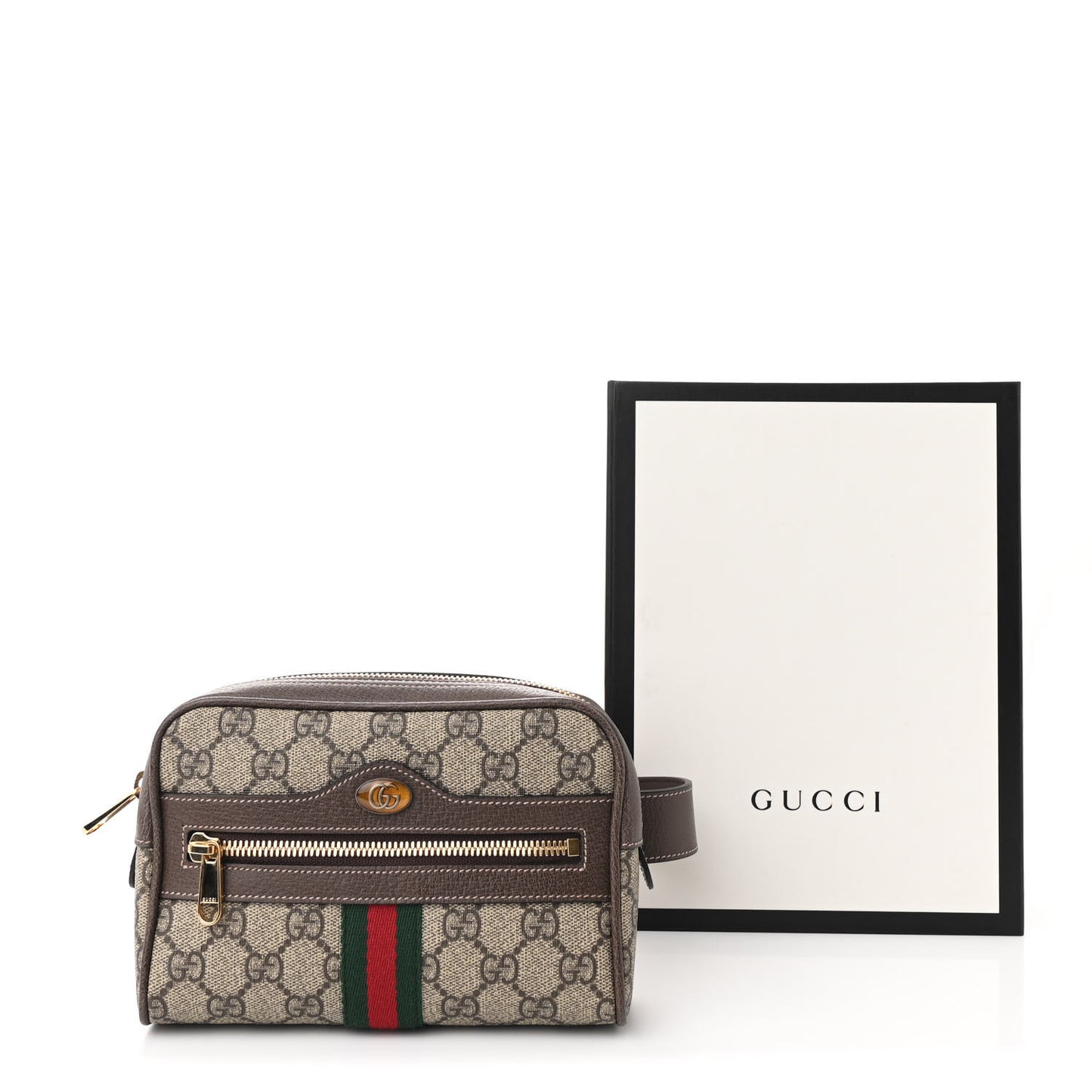 GG Supreme Monogram Web Small Ophidia Belt Bag 75 30 Dark Brown