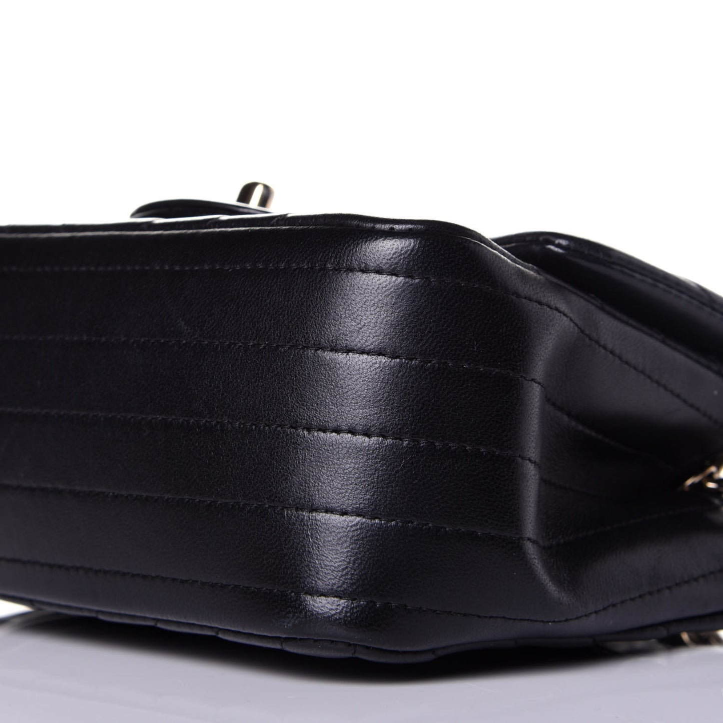 Lambskin Chevron Quilted Mini Square Flap Black