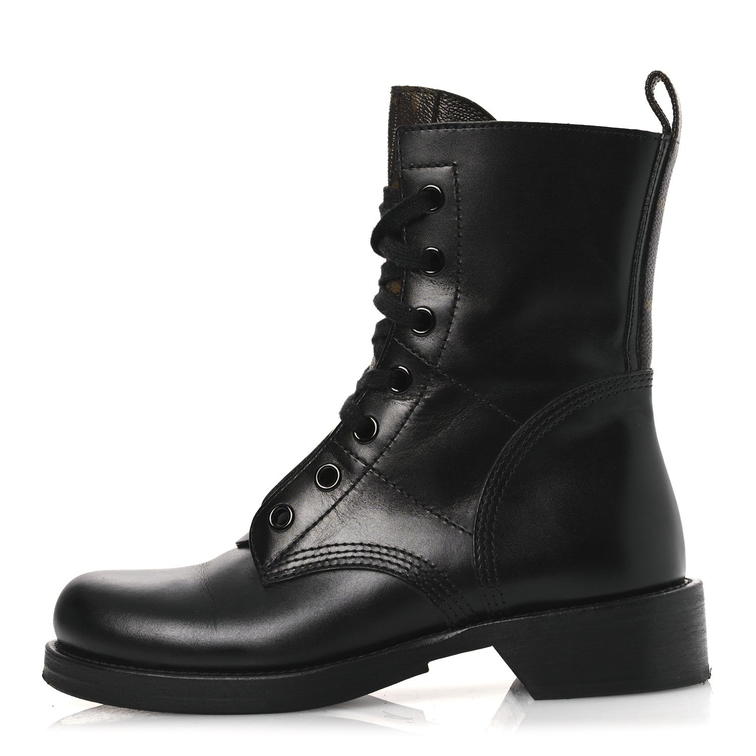 Louis Vuitton Calfskin Monogram Metropolis Flat Ranger Boots 37.5 Black 1 of 13
