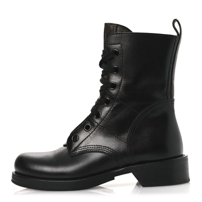 Louis Vuitton Calfskin Monogram Metropolis Flat Ranger Boots 37.5 Black 1 of 13