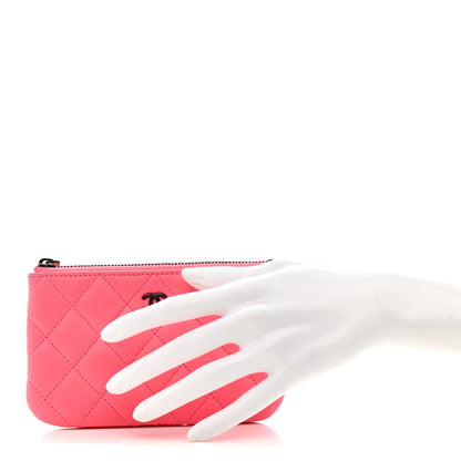 Chanel Lambskin Quilted Small Cosmetic Case Coral Pink 2 of 8