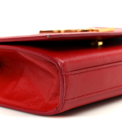Saint Laurent Grain De Poudre Small Monogram Kate Satchel Red 10 of 11