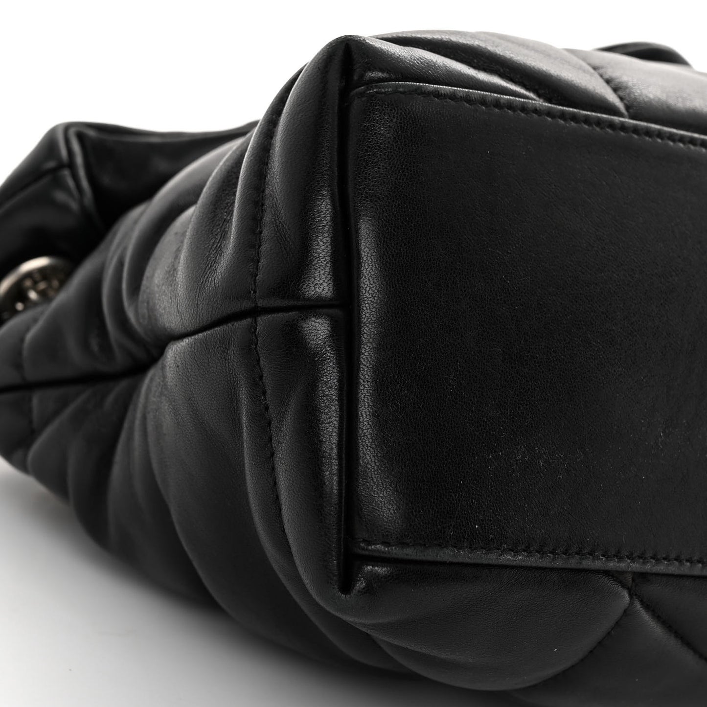 Lambskin Quilted Small Loulou Puffer Monogram Chain Satchel Black