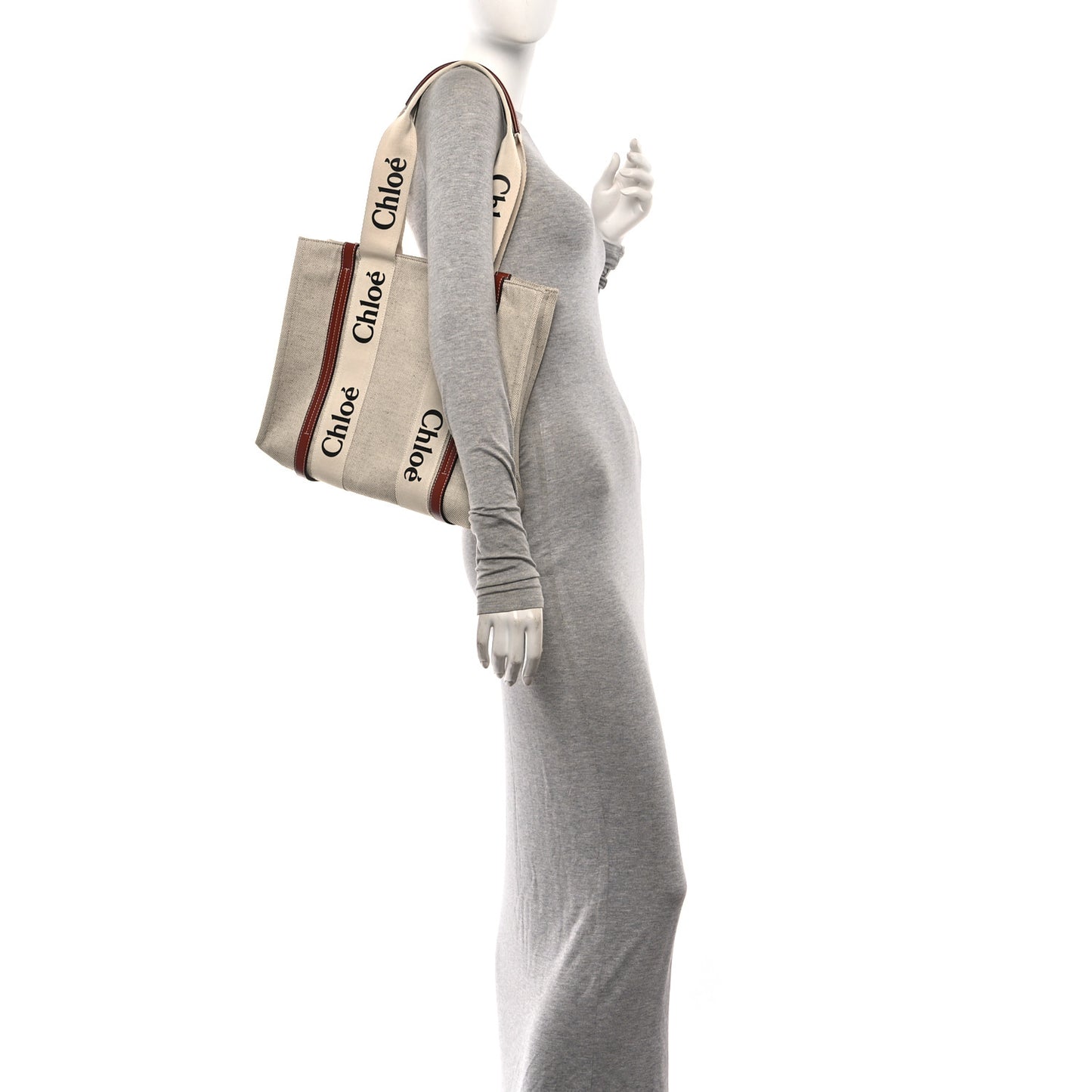 Cotton Calfskin Medium Woody Ribbon Tote White Brown