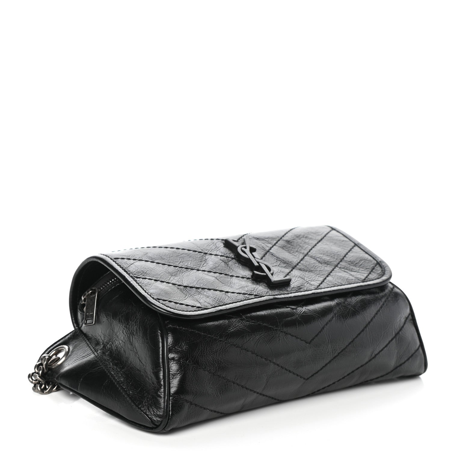 Saint Laurent Crinkled Calfskin Matelasse Monogram Niki Body Bag Black 4 of 9