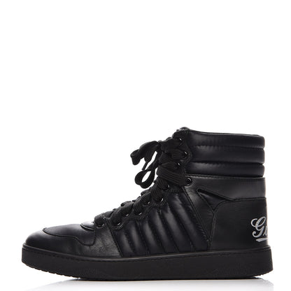 Gucci Nylon Calfskin Mens High Top Sneakers 8.5 Black 1 of 11