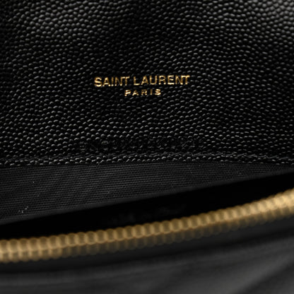 Saint Laurent Grain De Poudre Matelasse Chevron Monogram Envelope Chain Wallet Black 6 of 7